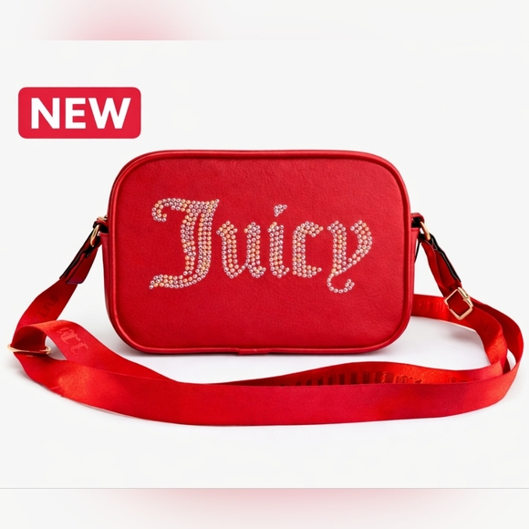 Juicy Couture Handbags - New! Juicy Couture “Juicy” Red Rhinestone Crossbody | Y2K Iconic Bag